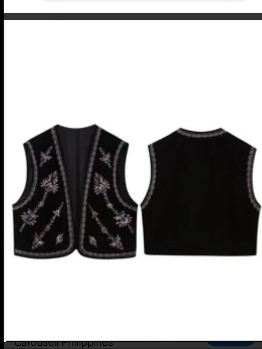 Zara small velvet embroidered vest.